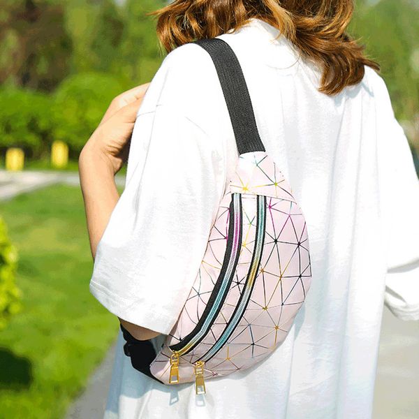 

2021 fashion bag new pu pattern waist bag female chest bag messenger bags colorful waterproof beach bags laser waist handbags