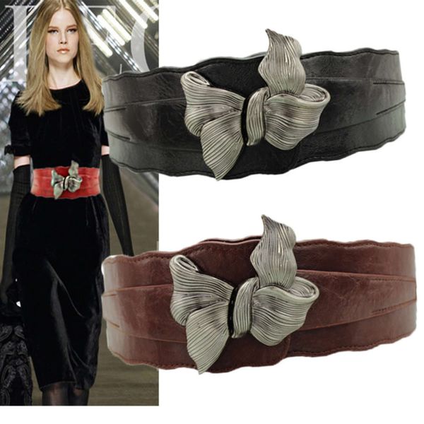 

wide decorative versatile leather coat dress waist belt women's elastic, Black;brown