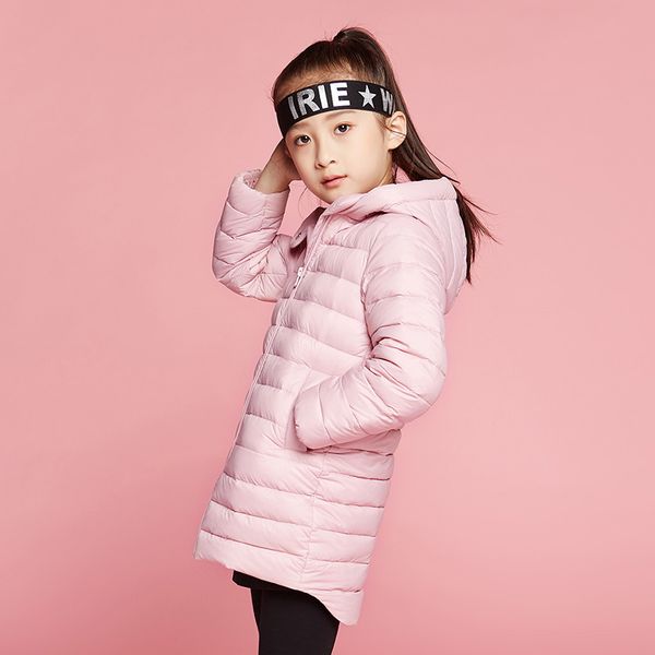 

qianrengang пуховик новое с капюшоном одежды мальчиков девочек детской середины длинного анти сезон пальто, Blue;gray