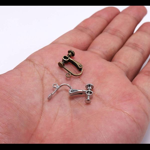 

10pcs 151m brass screw ear clip earring settings rotate pads earring findings base blank bezel for jewelry making supplies h jllwlf, White
