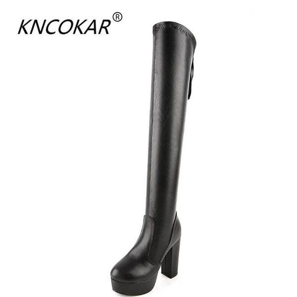 

2020 new winter boots with thick lady knight korean fashion knee all-match, Black