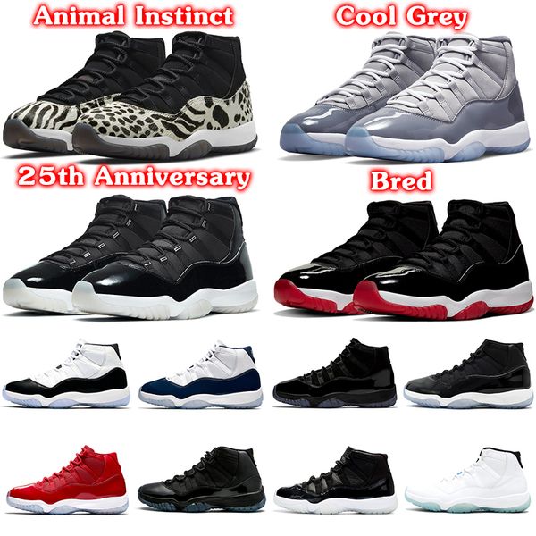 

ale 11s jumpman basketball shoes for men women 11 cool grey animal instinct jubilee 25th anniversary bred concord cap and gown mens trainers, White;red