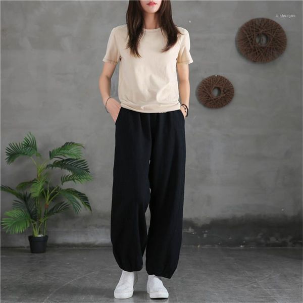 

2020 new autumn winter ladies pants loose women pant solid color female pants fashion casual1, Black;white