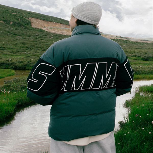 

2020 new winter european and american personality three-dimensional big pocket warm jacket contrast color down jacket size m, Black