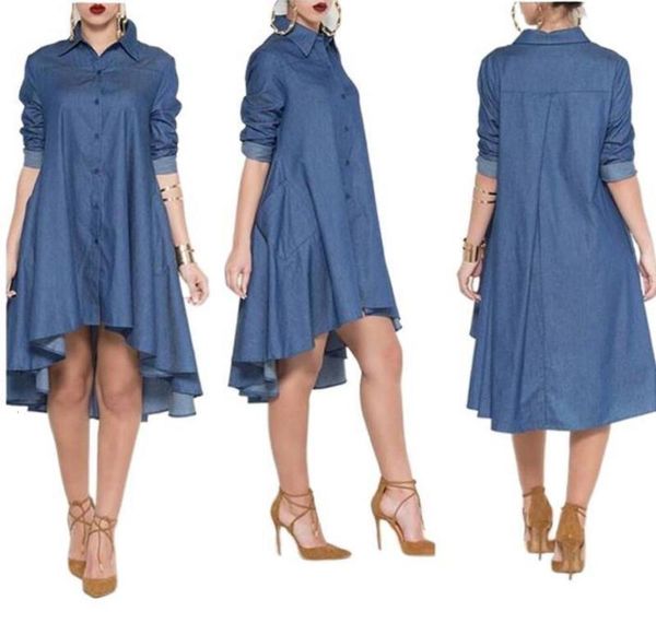 

irregular pocket denim shirt large women's dress yy0002, Black;gray