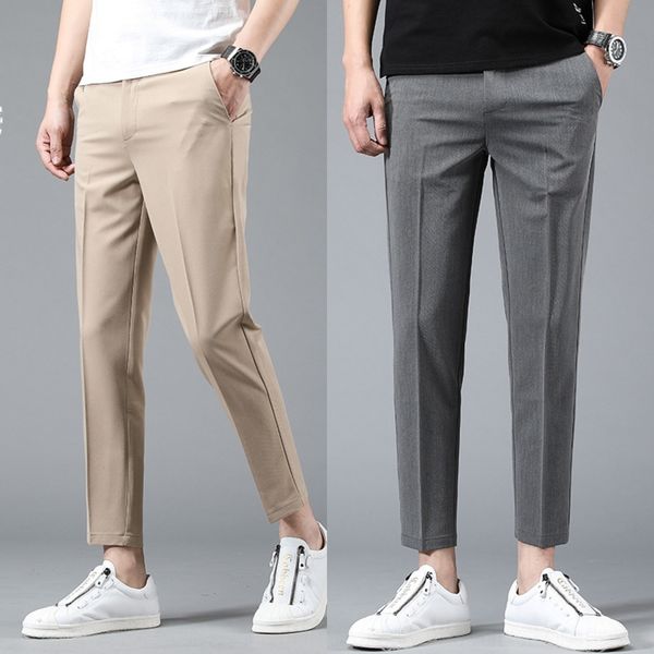 

s0khb jiufen men's thin iron casual pantspants casual pantslight business small trousersslim bodyspring and pants anti wrinkle and non, Blue