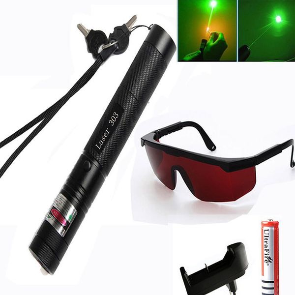 

tactical high power green laser pointer adjustable focus burning match laser pen 303 5mw 532nm +18650 battery qylqfl