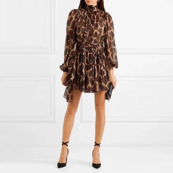 

menkay] 2019 spring vintage leopard print elegant bandage dress womens sheer long sleeve korean fashion clothing1, Black;gray