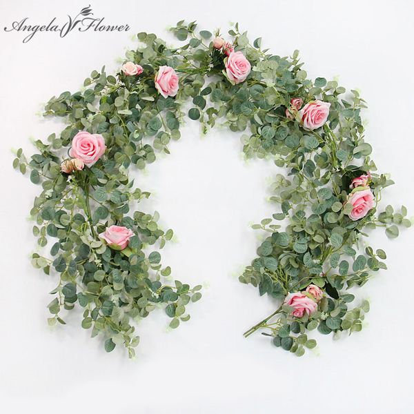 1.9m Eucalyptus Vine Garland Fiori artificiali Gypsophila Hanging Green Plants Vine Wedding Table Flower Row Runner Home Decor 201130