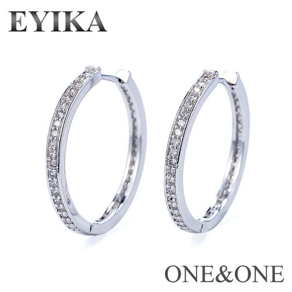 

charm eyika cz hoop earrings jewelry fashion design about 28mm with 40pcs cubic zirconia women dangler 1 pair, Golden