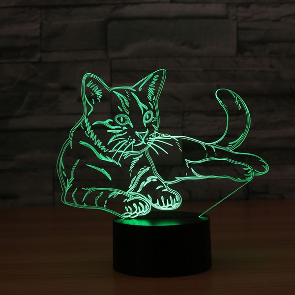 

2021 new lovely cat night light animal remote touch switch 7 color led usb 3d illusion lamp for home decor as kids toy gift sp5w