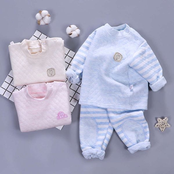 

children's thermal underwear set boys' three-layer et girls' cotton pajamas, Blue;red