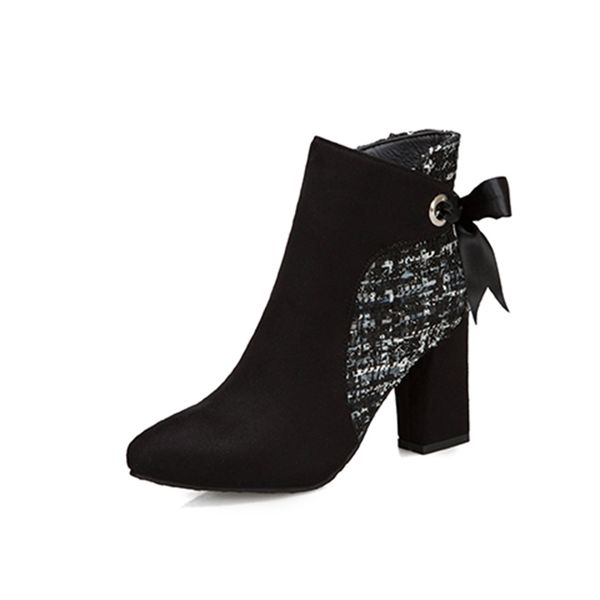 

2021 the new comfortable party style round the chicken knitting high-heeled zipper riding women's size shoes z54u, Black