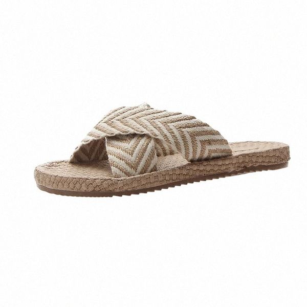 

weave cross summer slippers women beach slippers shoes boho sea flip flops sandals casual non-slip on slide shoes #nb1h, Black