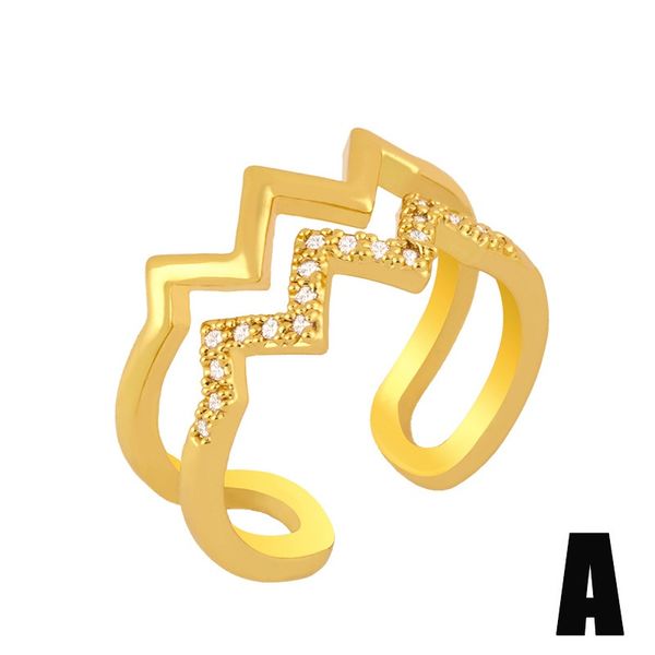 

double layer ring exaggerating all-match zircon accessories ring womens rij73 double layer wmtiwi, Golden;silver