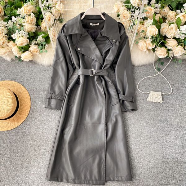 

2021 new women's turtleneck turned down solid tracks outerwear winter office long jacket um02, Black;brown