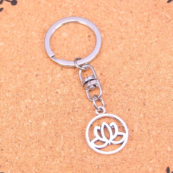 Mode Schlüsselanhänger 20mm Lotusblume Anhänger DIY Schmuck Auto Schlüsselanhänger Ringhalter Souvenir als Geschenk