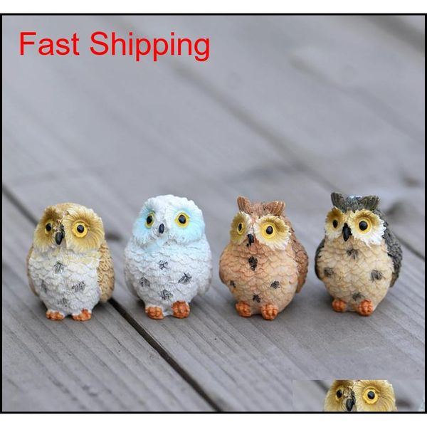 

cute owls animal figurines resin miniatures figurine craft bonsai pots home fairy garden ornament decoration terrarium decor n8i3x, Silver
