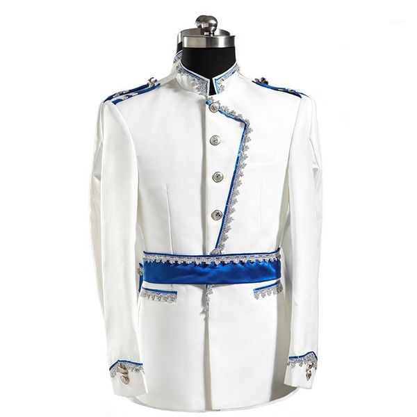 

wholesale- 2015 costume costume fashion royal clothes set male formal dress costume white for singer dancer star nightclub1, White;black