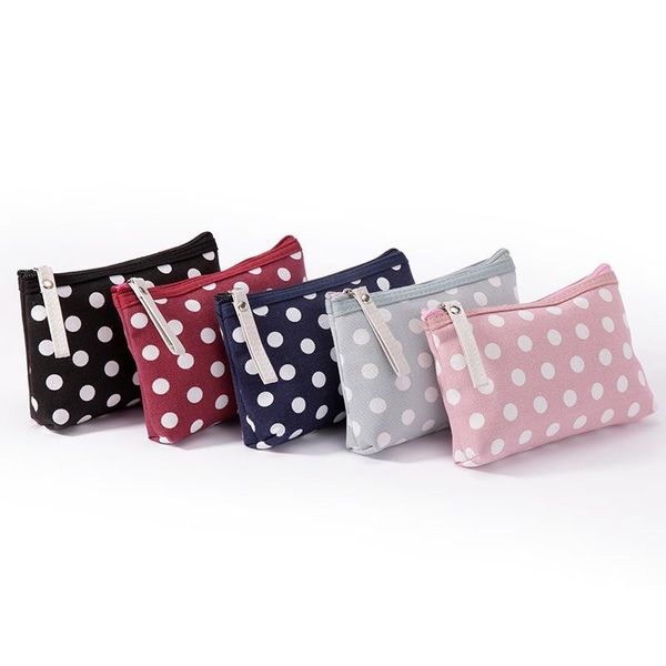 

portable zipper purse wallet girl cosmetic bag fashion dot tote clutch pouch canvas sundries storage bags handbag ing