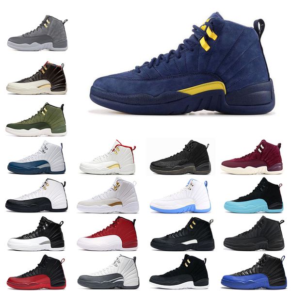 

mens basketball shoes 12s trainers flu game dark concord grey reverse taxi french blue the master white 12 men athletic sports sneakers