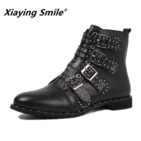 

discount luxury bootsxia ying smiles new women's autumn and winter motorcycle fashionable shoes crystal lady ice cream pair of warm boo, Black