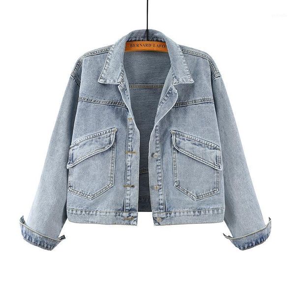 

demin jackets coat women pockets loose single breasted jeans outerwear bf korean short fashion ladies denim jacket clothes1, Black;brown