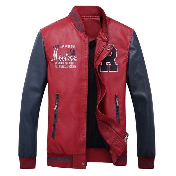 

pu 2021 new men leather jacket false autumn winter jackets men's wears elastic fashion style messrs outerwear amvs, Black