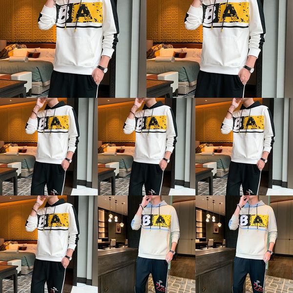 

spring and autumn sweater suit 13-15-16-17-year-old boy junior high school student 14-year-old youth sports sweater sweatertwo-piece suit i4, Black