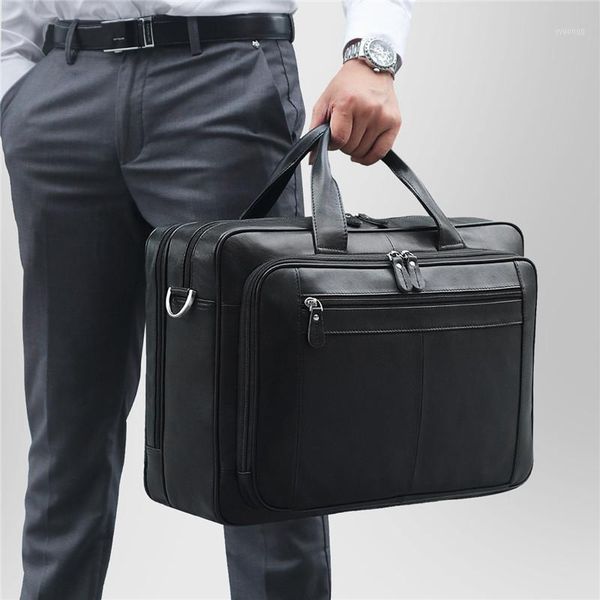

briefcases black coffee genuine leather men briefcase male portfolio 14'' 15.6'' 17'' lapbusiness travel