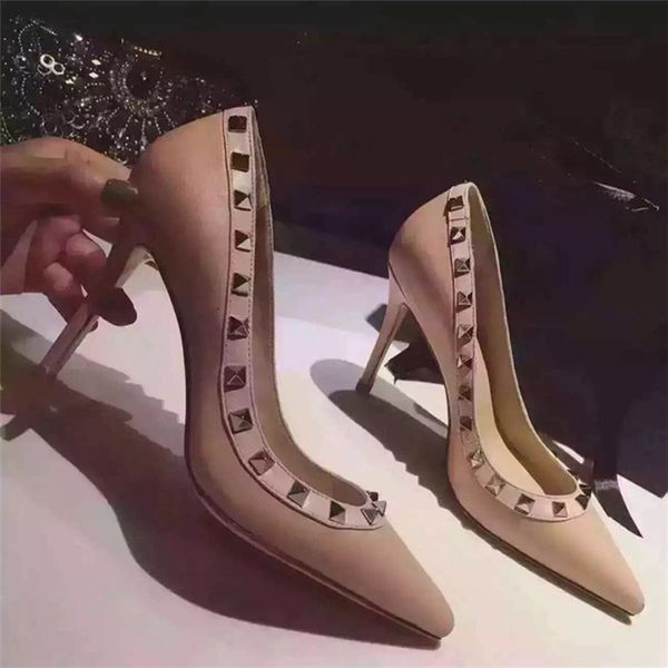 

40/41/42/43/34 fashionville b115 genuine leather pointy heels work classic black nude