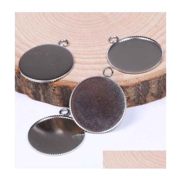 

50pcs cabochon base setting big size stainless steel blank pendant tray diy jewelry bezels for pendant necklace making xlmfb