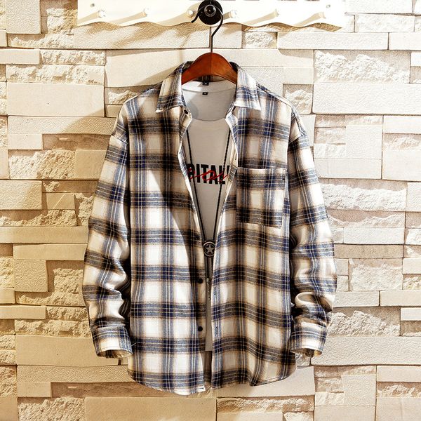 

2021 new beach plaid red shirt for fall spring clothes long shirts big m-5xl 6xl 7xl 3p7v, White;black