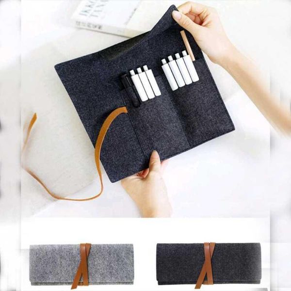 

portable roll school pencil case felt cloth pen bag for girls boys cute large capacity pencilcase box stationery escolar trousse1