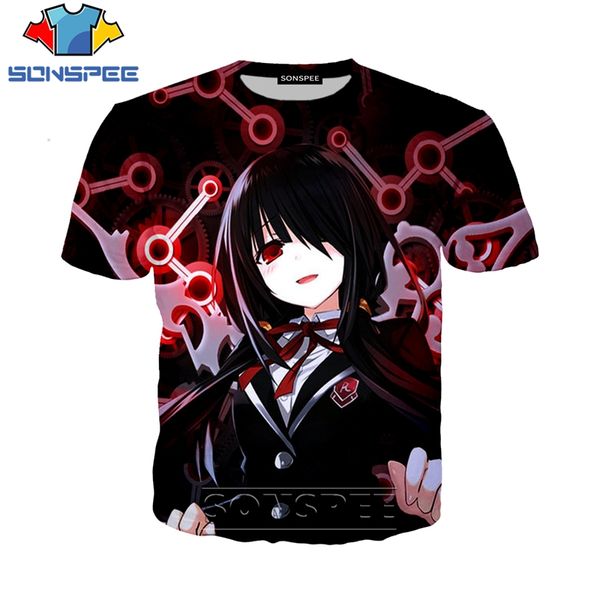 

anime date a live 3d print shirts oversized hippie aesthetic men clothing