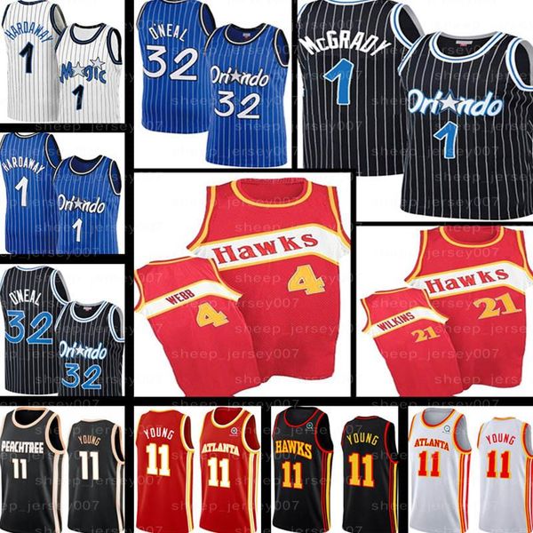 

ретро трейси пенни 1 твердый mcgrady shaquille 32 ineal trae 11 young jonathan 1 isaac atlanta ястребные майки в баскетбол, Black;red