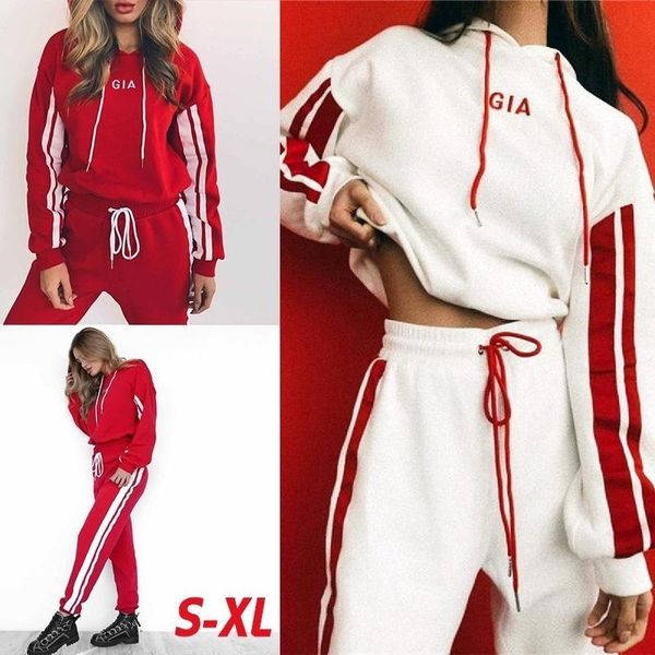 

zogaa brand new women tracksuit 2 piece set casual sportswear hooded sweatshirt and pants two piece sets women outfits 2020, White