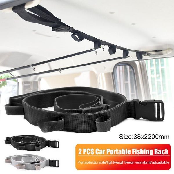 

interior decorations 2pcs portable fishing rack car fish rafter nylon rod strap saver vehicle carrier1