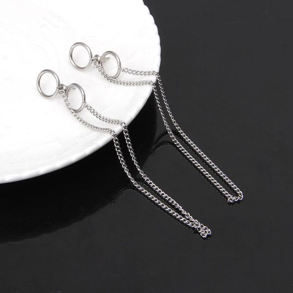 

titanium steel tassel long chain drop earrings korean jewelry y3ne, Silver