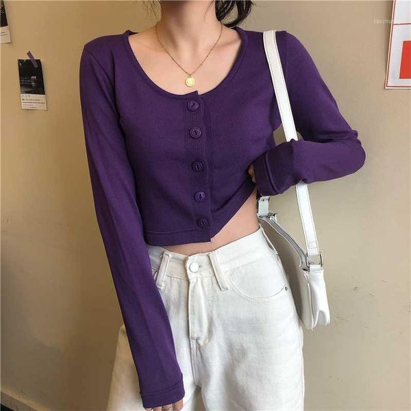 

cropped cardigan women 2020 spring summer purple cardigan crop korean chic knitted mujer1, White