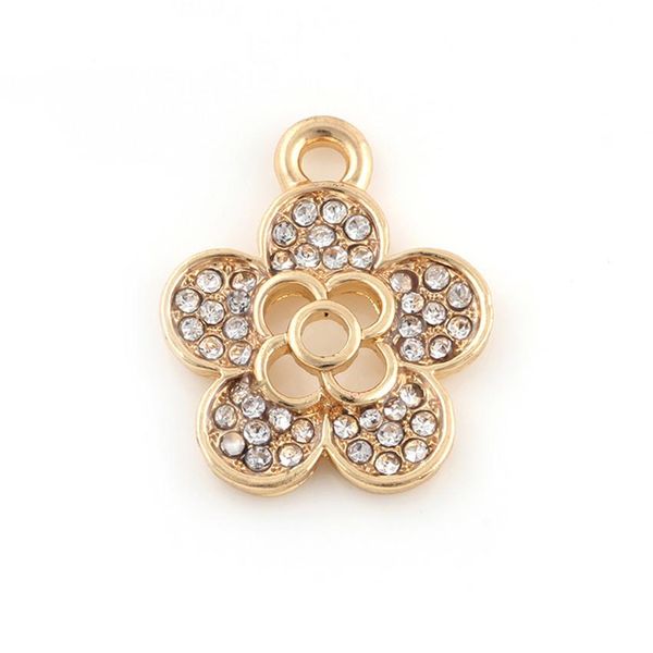 

20pcs/lot fashion hollow flower charms pendant charms rhinestone silver plated golden plated dangle accessories 21*17mm sqcyyk new_dhbest