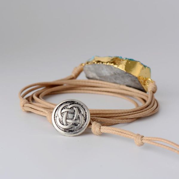 

женщины wrap браслет природные позолоченного drusy bohemia long friendship bracelet уникальный ручной этнические браслеты rope dropshipping, Golden;silver