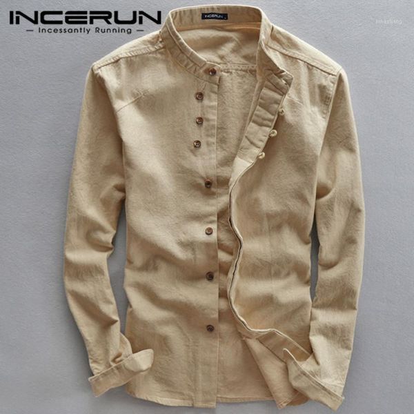 

spring fashion men brand shirts stand collar long sleeve streetwear solid casual business shirts cotton camisas hombre incerun1, White;black