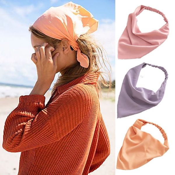 2021 8 cores Novo estilo de trângulo estilo lenço de cabelo mulher sólida headband acessórios na moda headwrap cabeça lenços headwear
