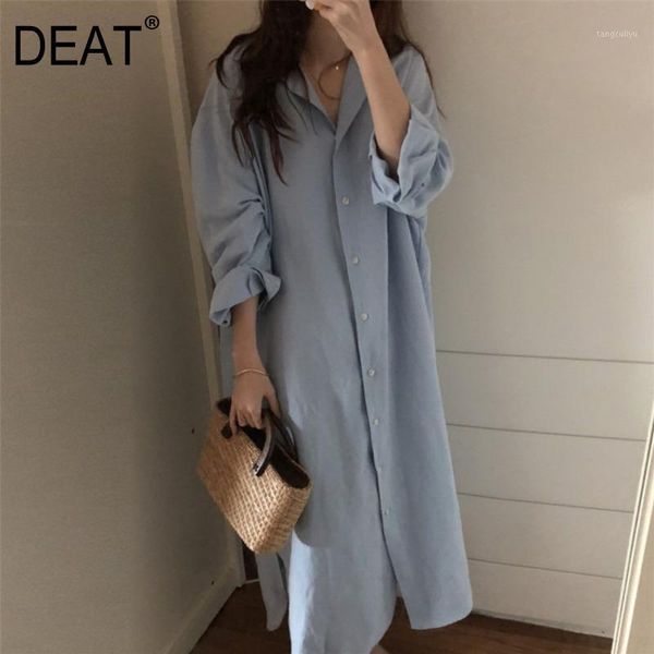 

deat] 2020 autumn new fashion loose casual big size supper long comfortable shirt type women's dress ye1921, Black;gray