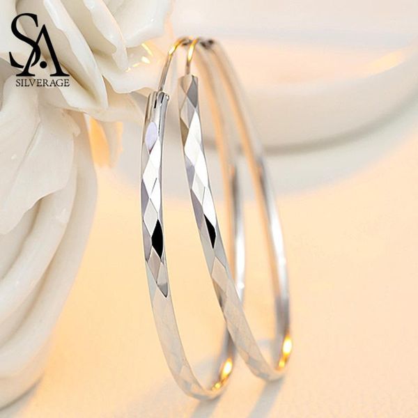 

hoop & huggie sa silverage 60mm 55mm 50mm 45mm 40mm silver 925 earrings fine jewelry women long1, Golden;silver