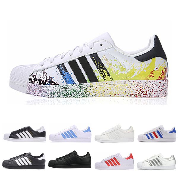 

superstar men women running shoes white hologram iridescent junior superstars 80s pride sneakers mens sport casual shoes us 5-10, White;red