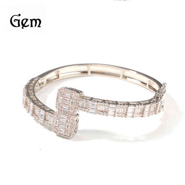 

bracelets hiphop t square zirconium men bracelet gold plated in fashion personality hip hop bracelet, Black