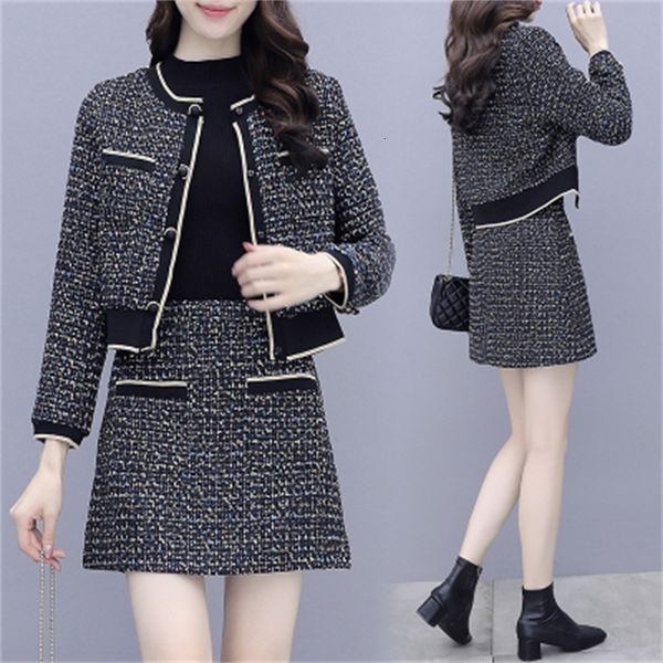 

of winter women tweed piece skirt button formal skirts business suits femme e6iu, White;black