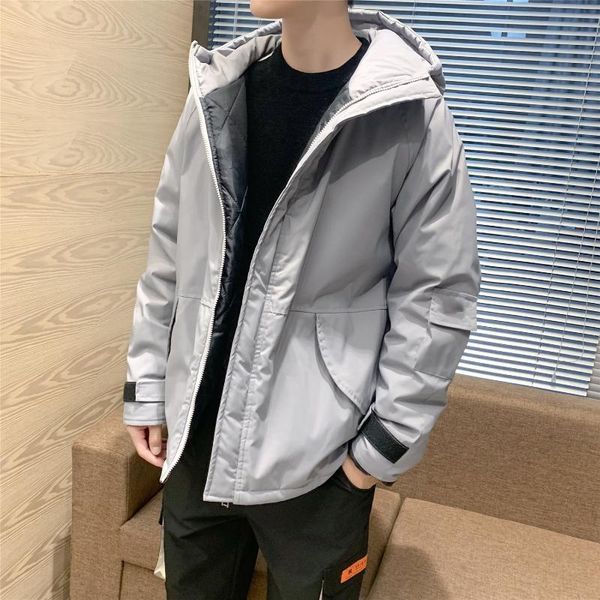 

men's down & parkas winter style cotton-padded jacket coat korean-style cotton male large size workwear clothes hooded solid, Black